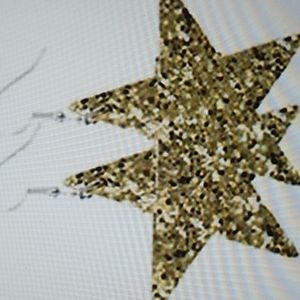 1.5 x 3 inches punched fake leather Christmas Earrings Gold Stars Hypoallergenic